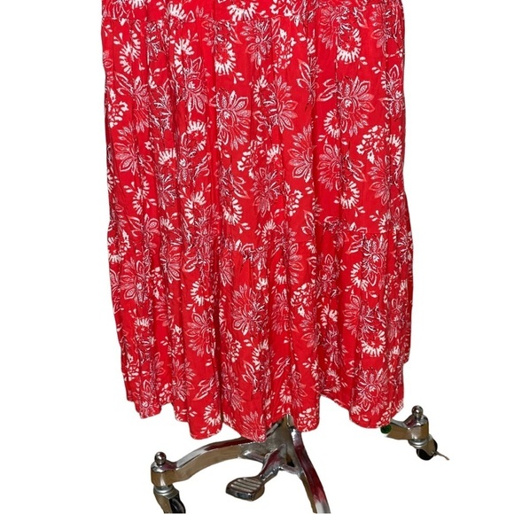 Flying Tomato Red Floral Off The Shoulder Ruffle Bottom Maxi Dress XS - Picture 4 of 7